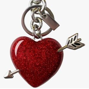 Cupid’s Red Glitter Heart Bag Charm / Keychain with Arrow